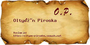 Oltyán Piroska névjegykártya